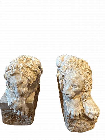 Lions, copy after Canova, pair of marble dust sculptures