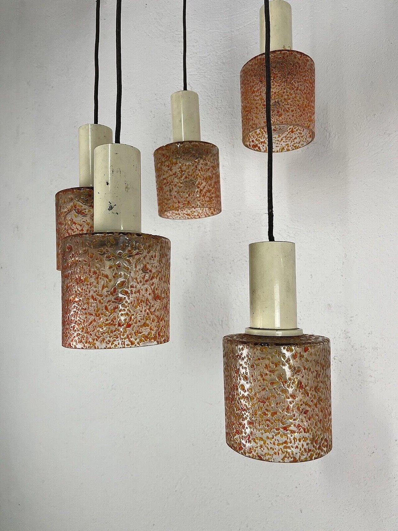 Five-light Space Age chandelier in coloured Murano glass, 1970s 3