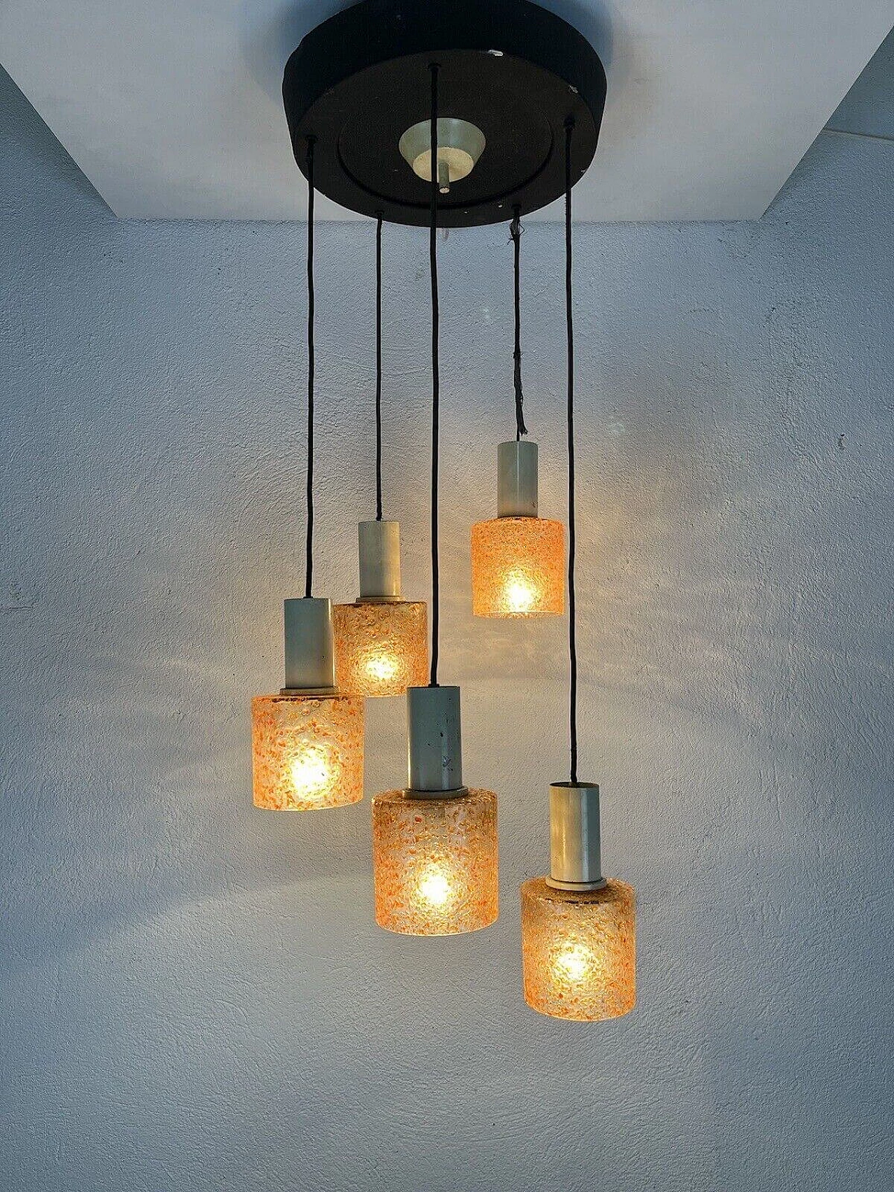 Five-light Space Age chandelier in coloured Murano glass, 1970s 9