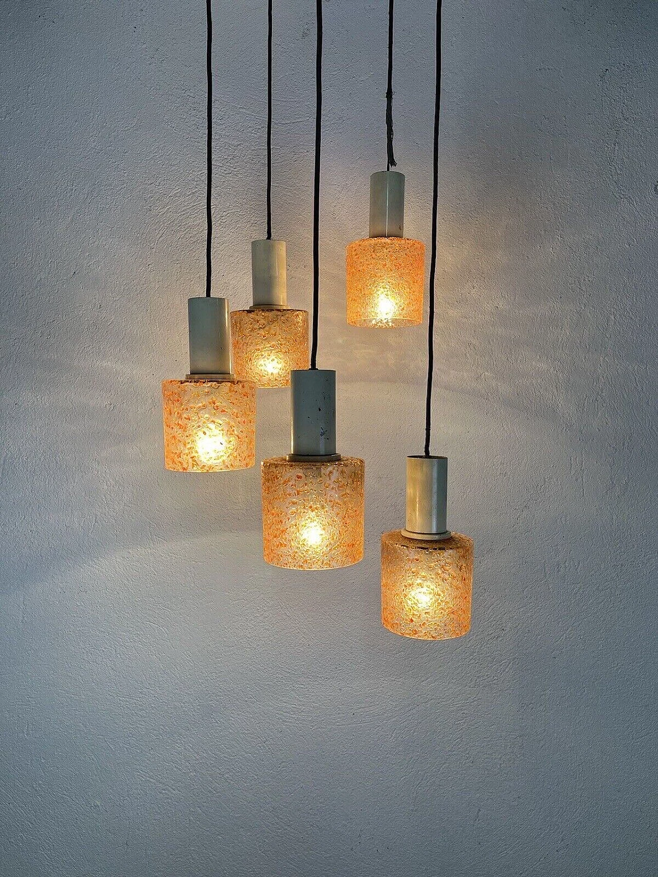 Five-light Space Age chandelier in coloured Murano glass, 1970s 11