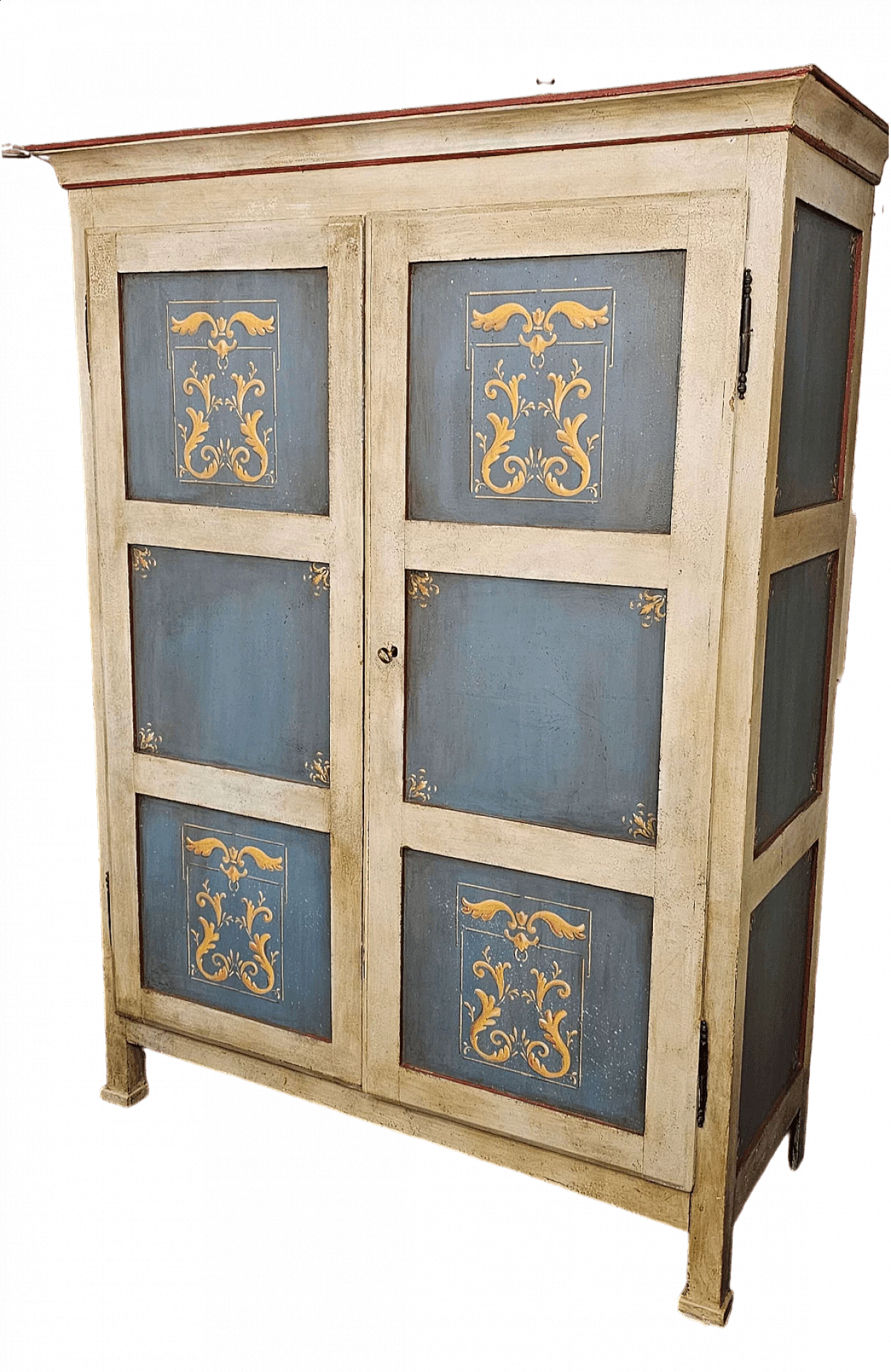 Lacquered wooden wardrobe with panelled doors, 19th century 9