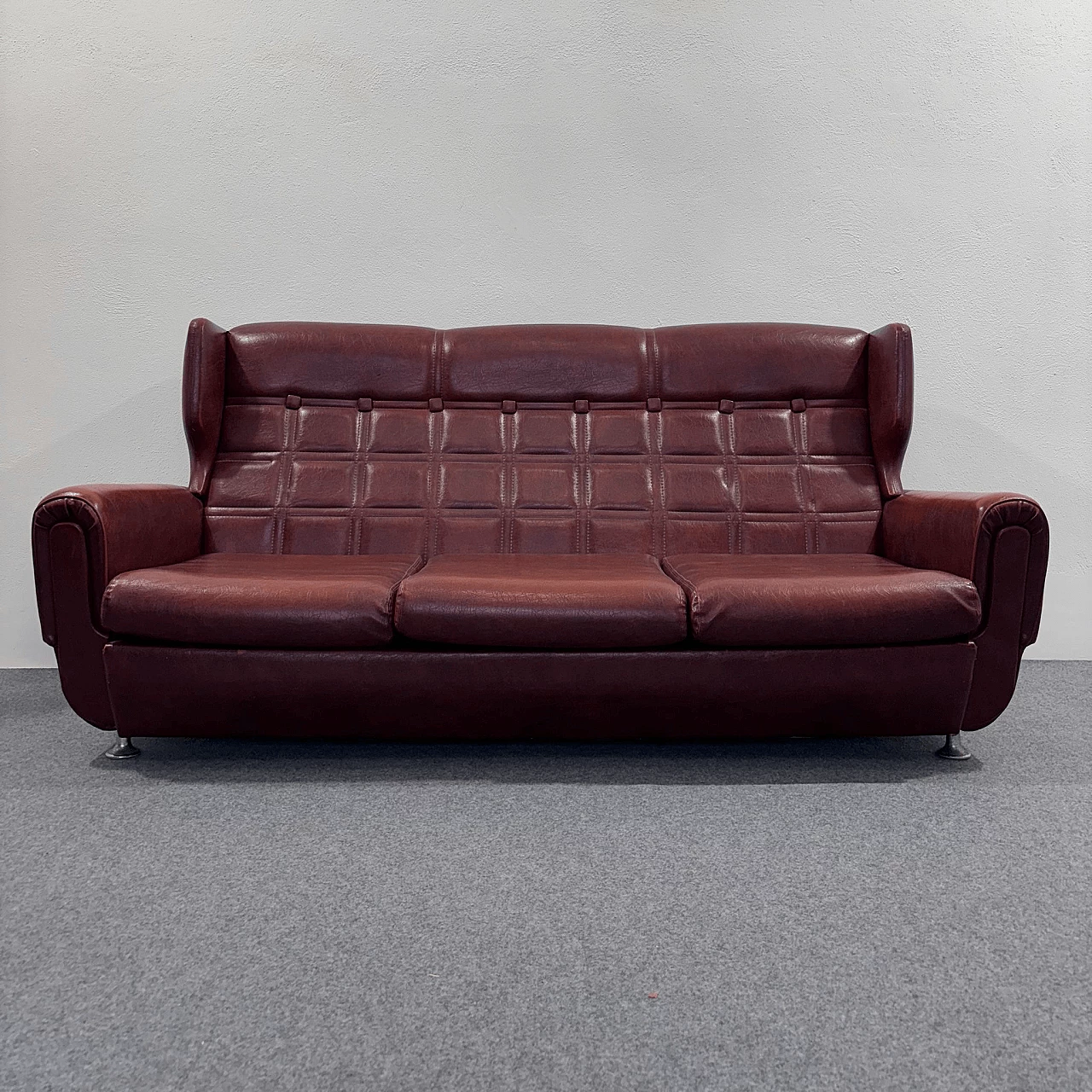 Danish three-seater leather sofa, 1970s 1