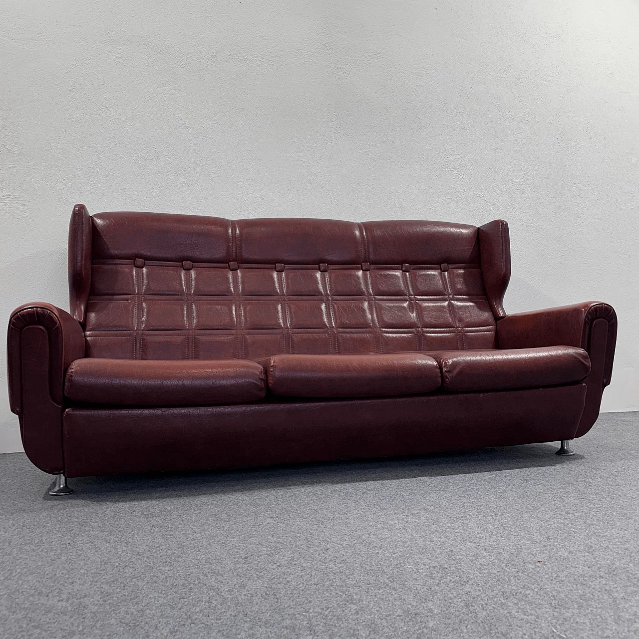 Danish three-seater leather sofa, 1970s 2