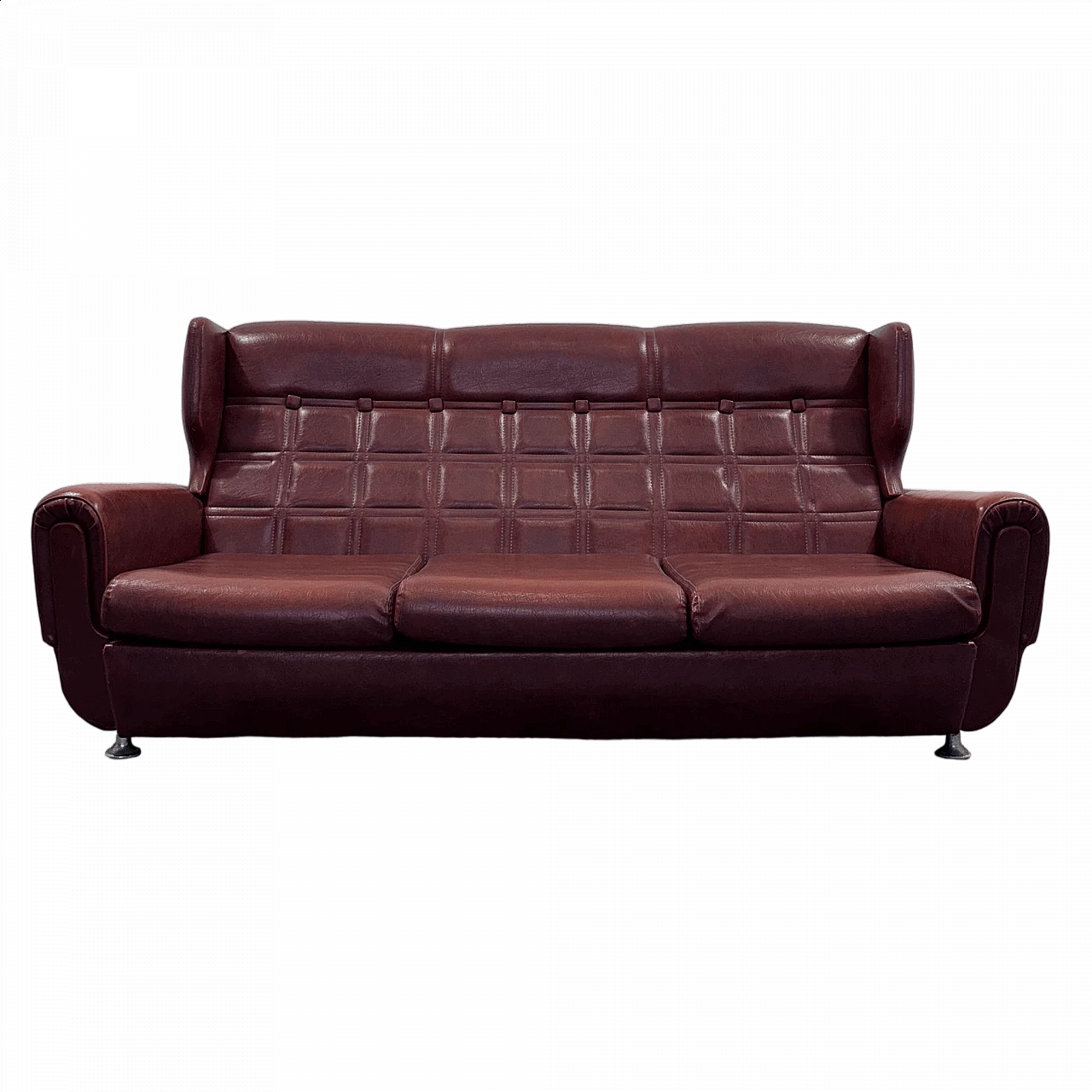 Danish three-seater leather sofa, 1970s 6