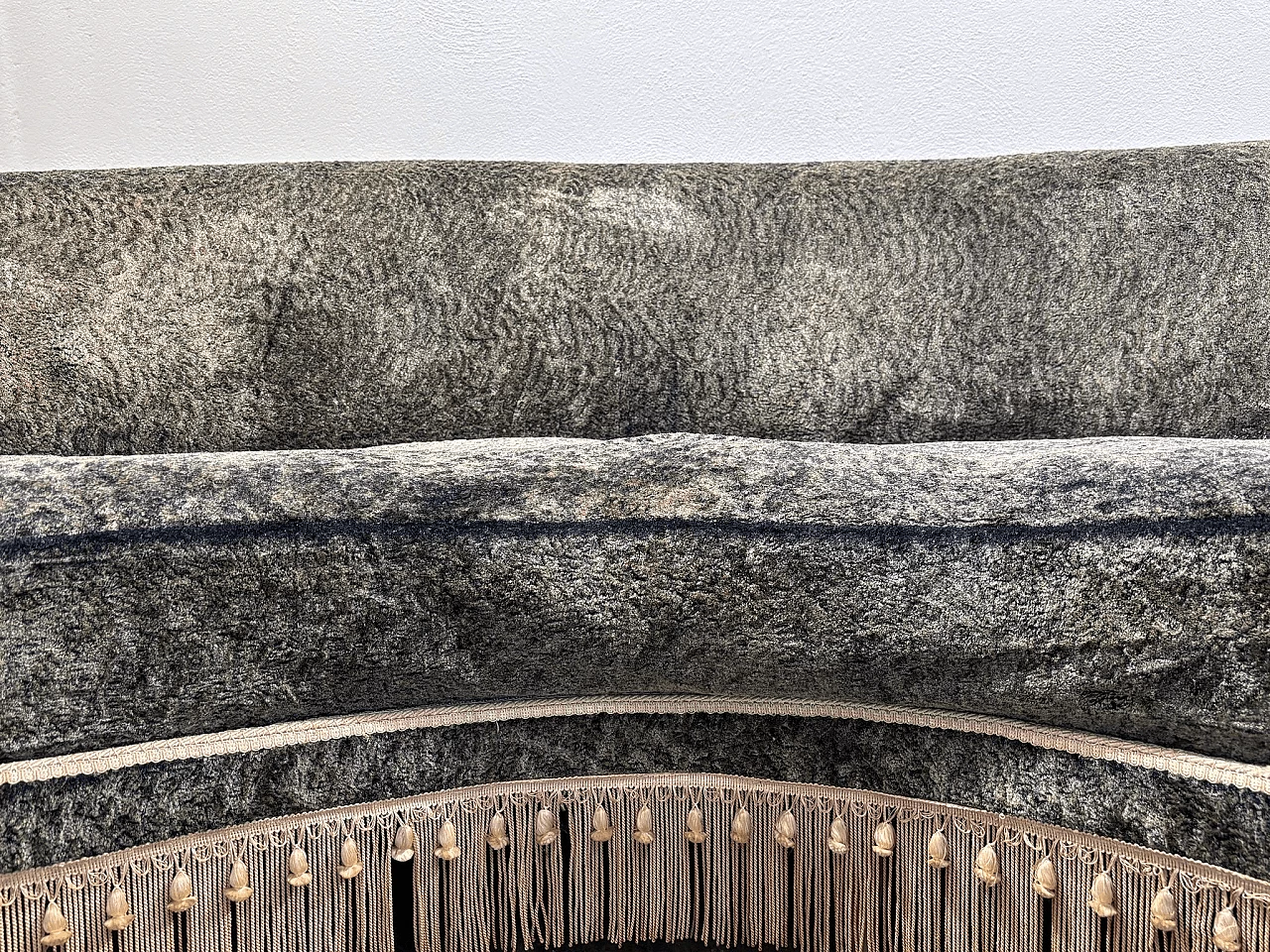 Bentwood and gray Alcantara Virgola sofa by Federico Munari, 1950s 5