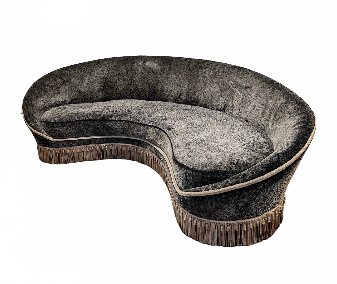 Bentwood and gray Alcantara Virgola sofa by Federico Munari, 1950s 10