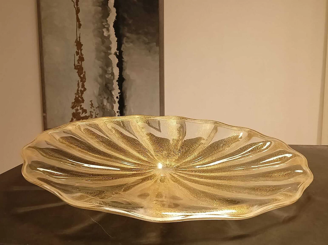 Murano glass and gold leaf plate by Alberto Donà, 1990s 1