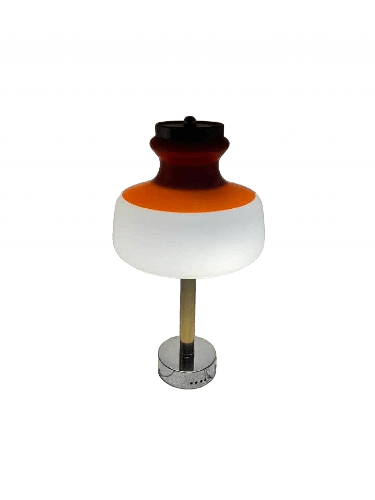 Glass table lamp in orange and white with metal structure, 1960s 9