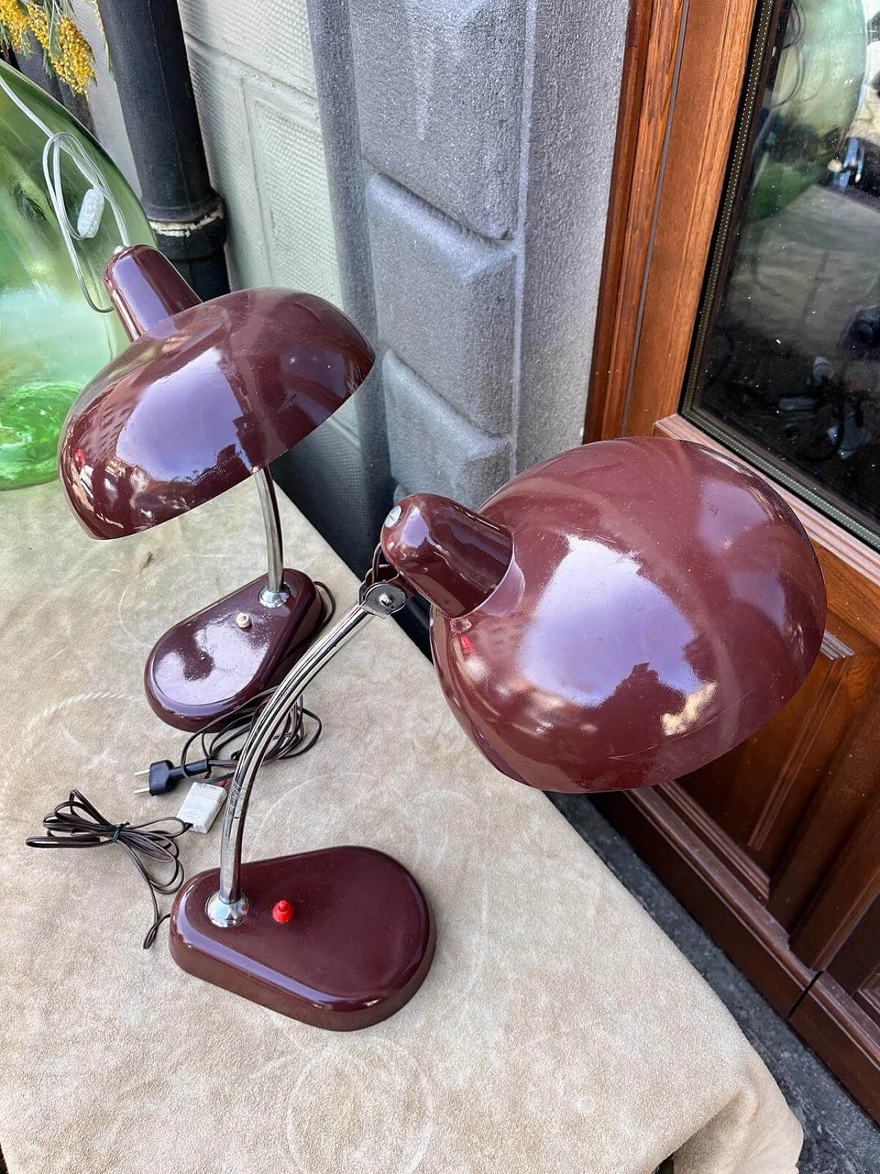 Pair of metal ministerial table lamps, 1950s 2