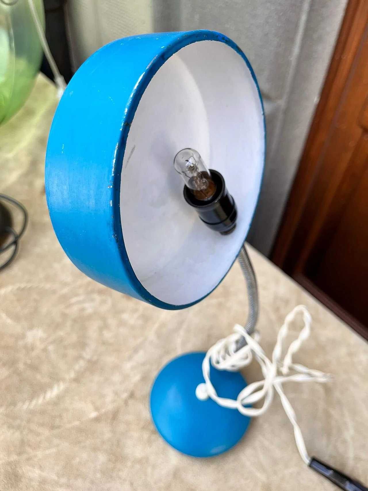 Blue table lamp in metal, 1950s 2