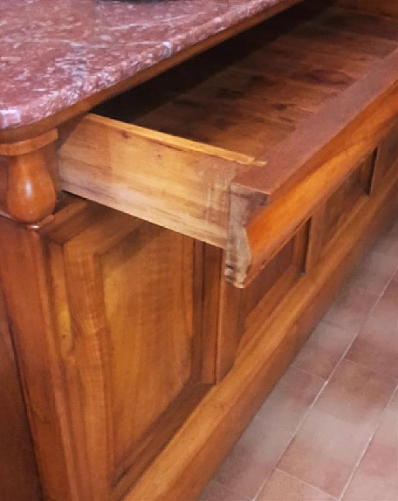 Four-door cherrywood sideboard with marble top, mid-19th century 3