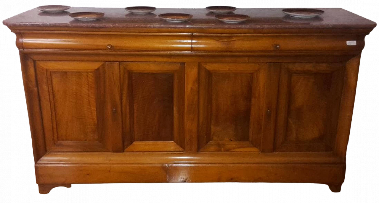 Four-door cherrywood sideboard with marble top, mid-19th century 6