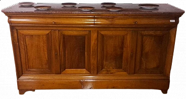 Four-door cherrywood sideboard with marble top, mid-19th century