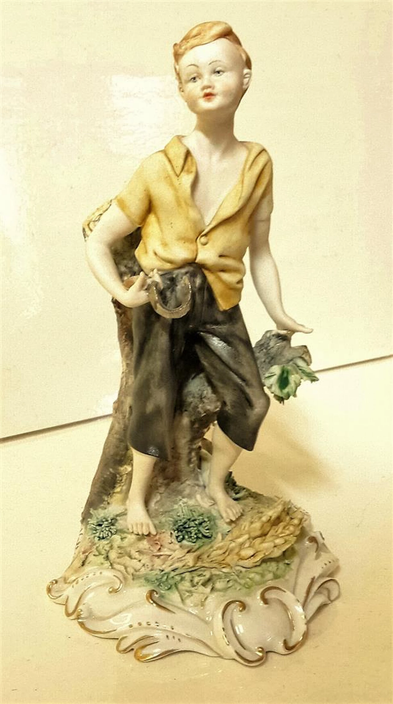 Volta, boy with sickle, Capodimonte ceramic sculpture 5