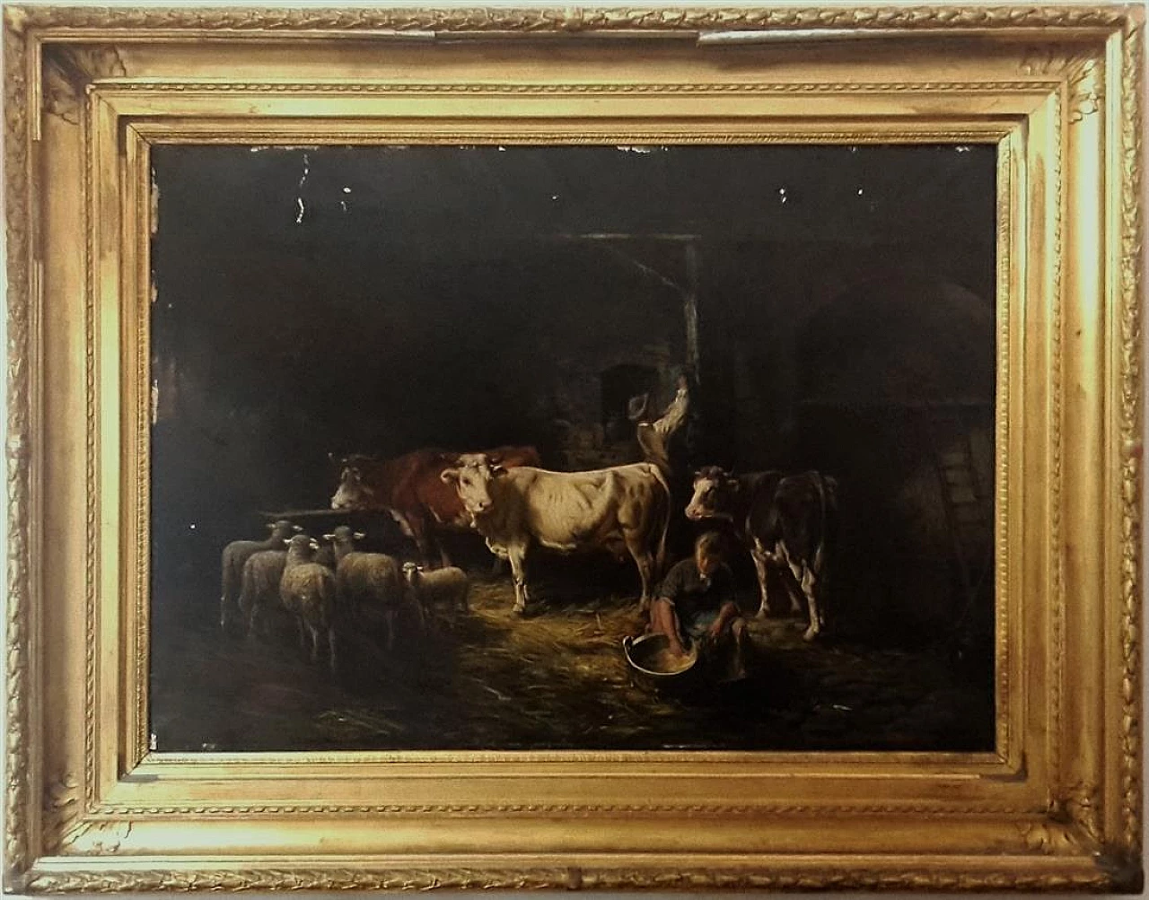 Peasant scene, oil on canvas, 19th century 1