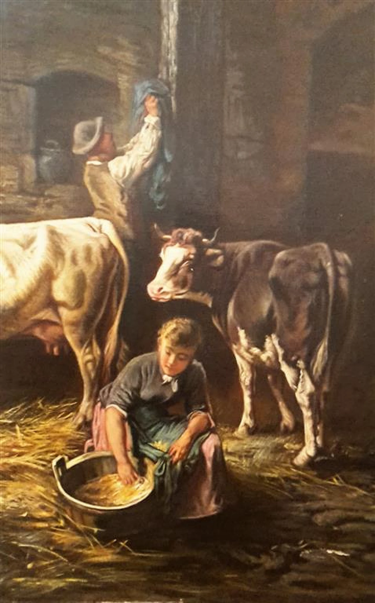 Peasant scene, oil on canvas, 19th century 2