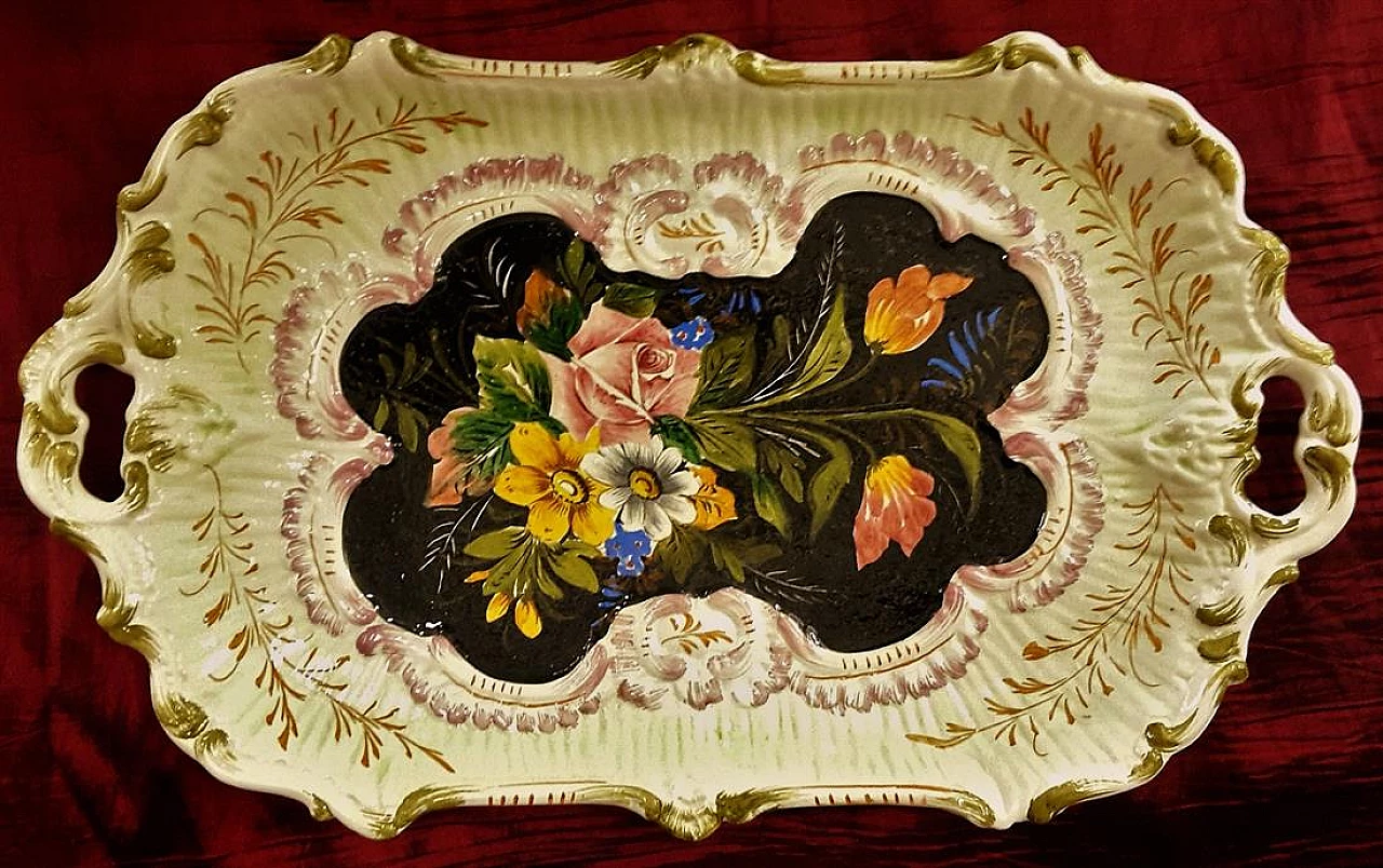 Hand-painted Vecchia Bassano ceramic tray 6