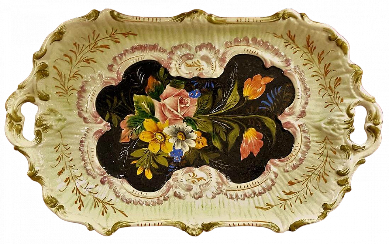 Hand-painted Vecchia Bassano ceramic tray 7