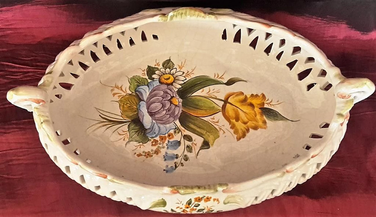 Hand-painted Bassano ceramic basket 3