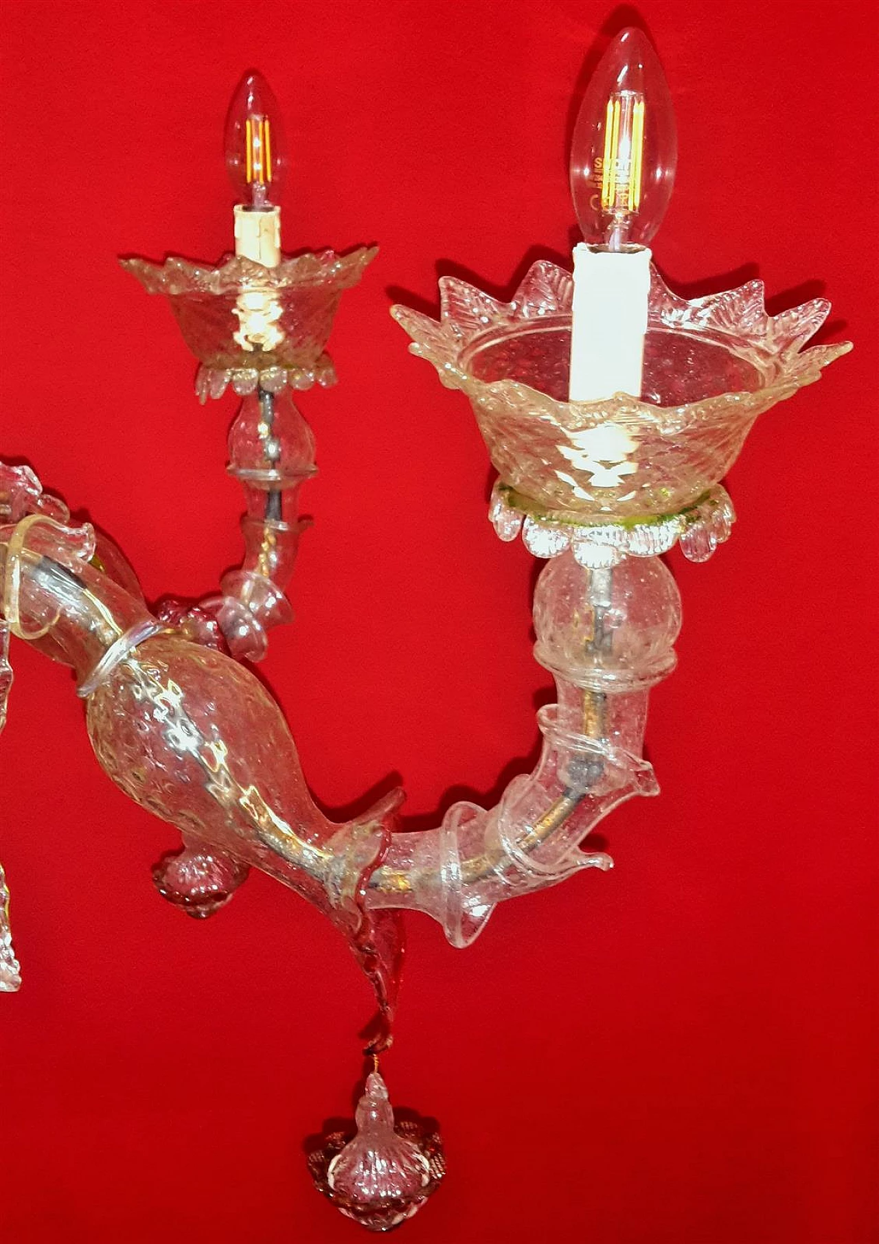 Six-light Murano blown glass chandelier, early 20th century 3