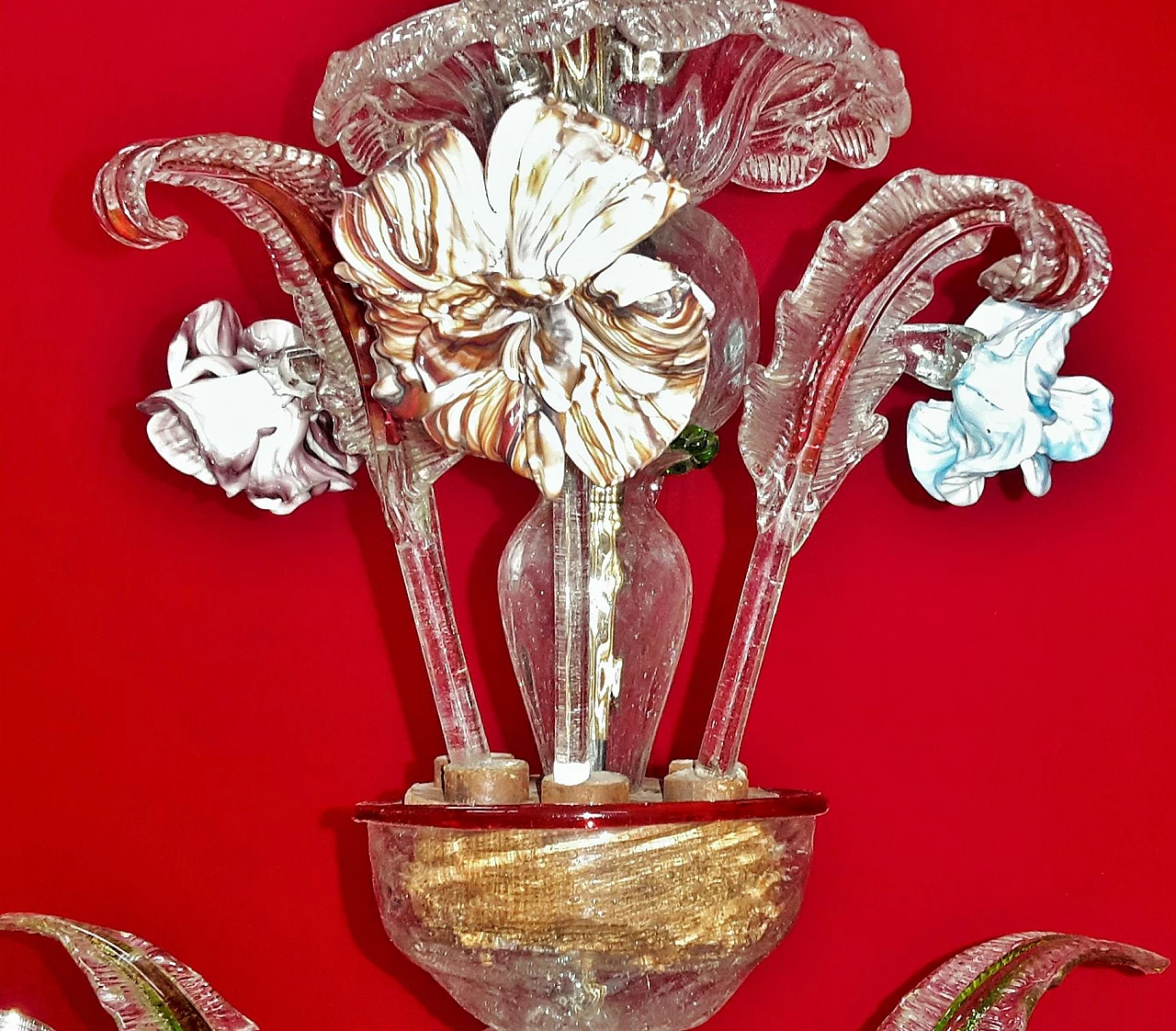 Six-light Murano blown glass chandelier, early 20th century 4