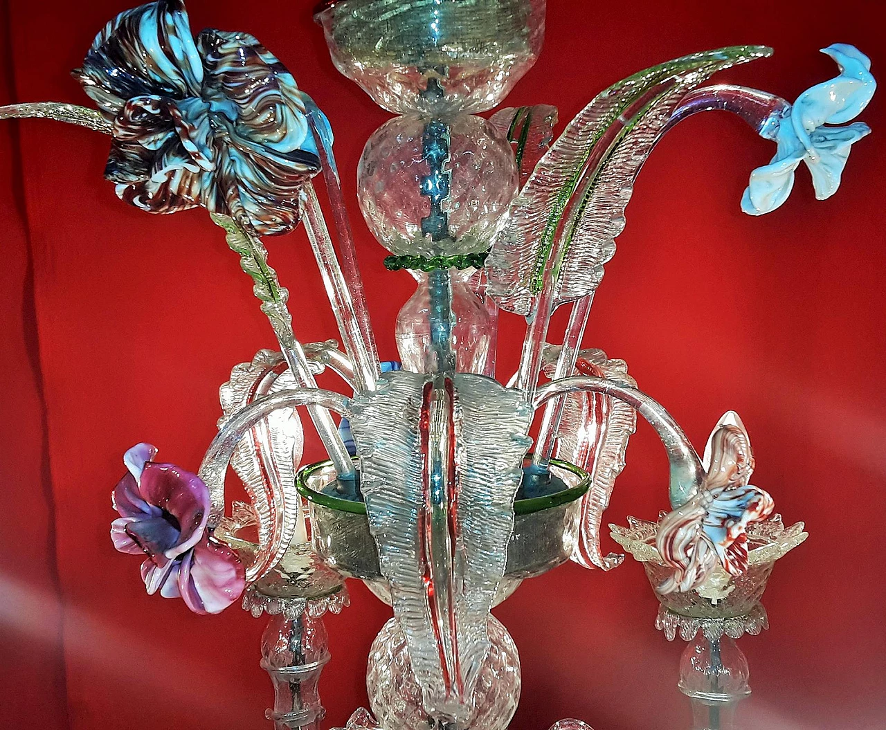 Six-light Murano blown glass chandelier, early 20th century 7