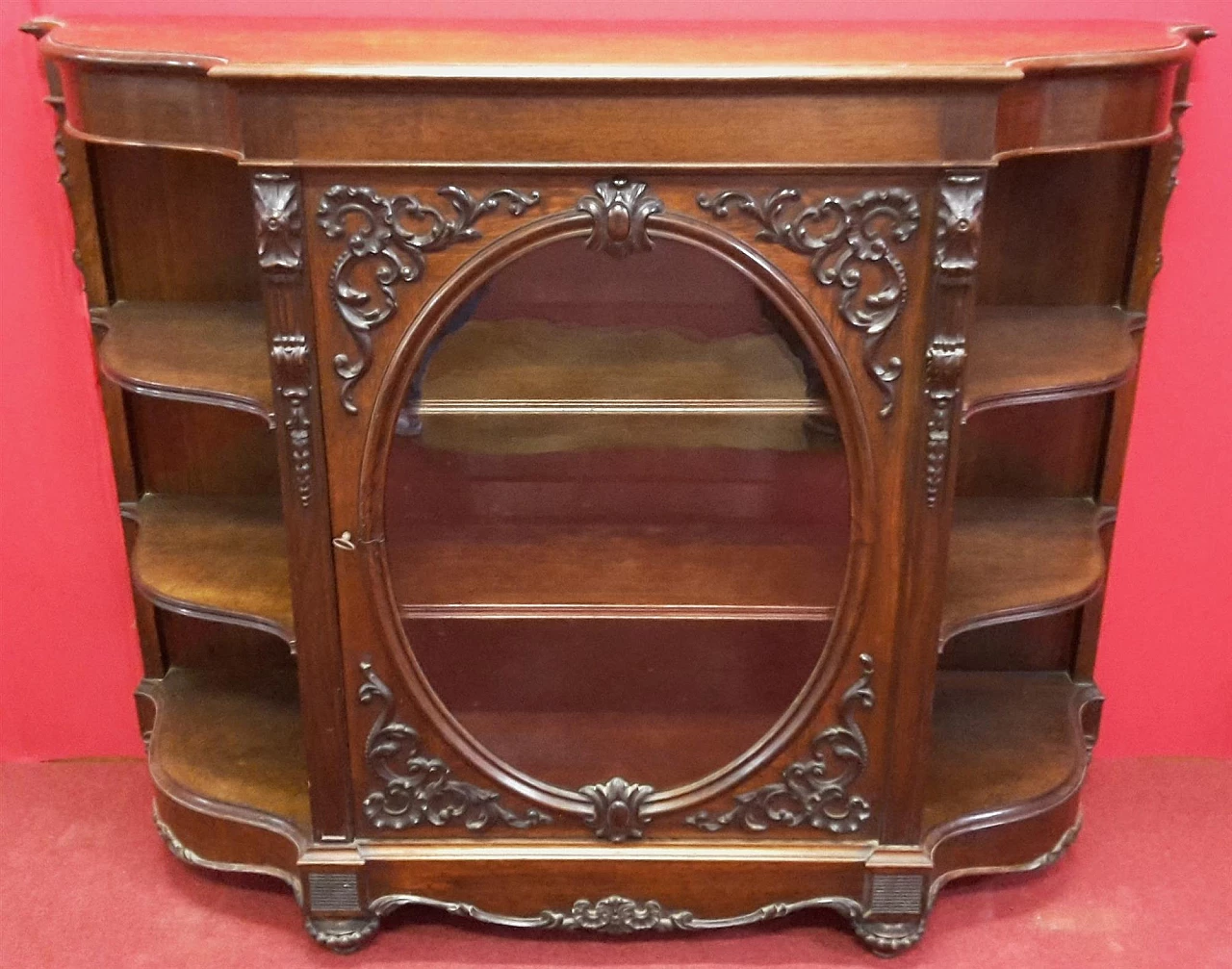 Louis Philippe carved rosewood showcase, 19th century 1