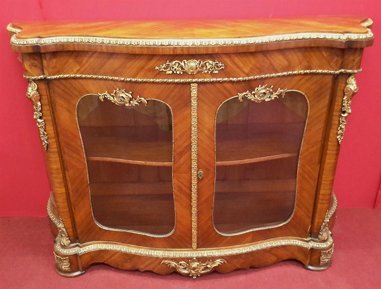 Napoleon III showcase in cherry wood, second half of the 19th century 1