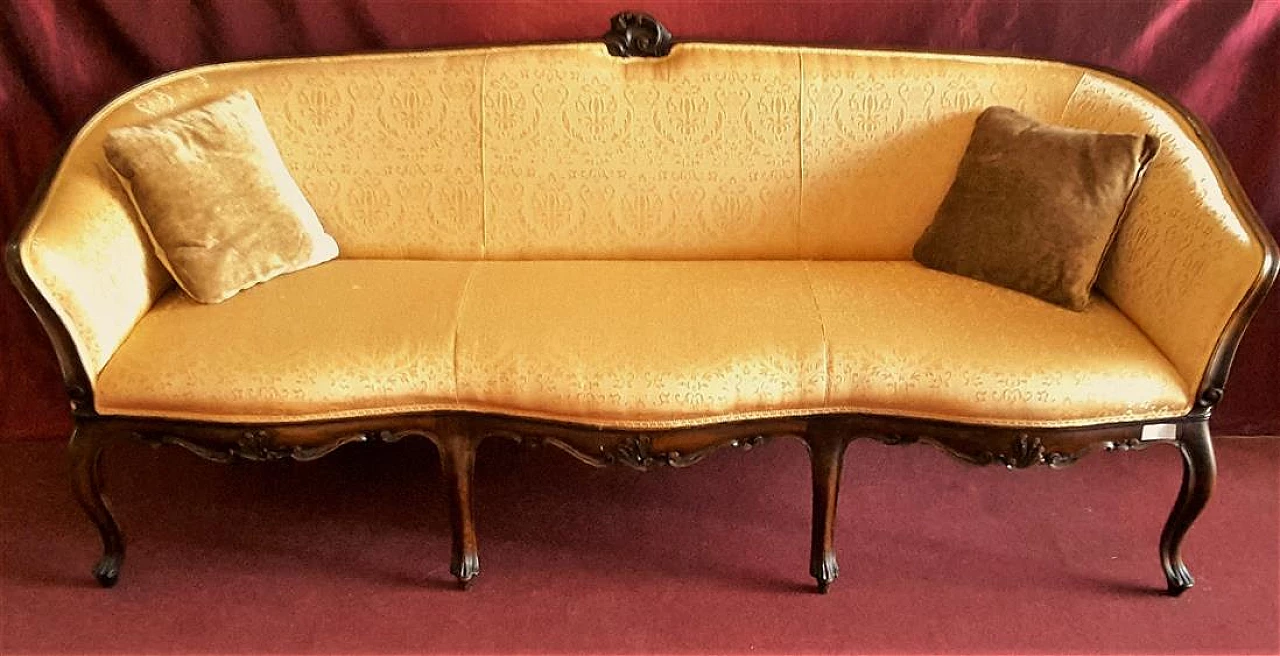 Venetian walnut and fabric sofa, late 19th century 1