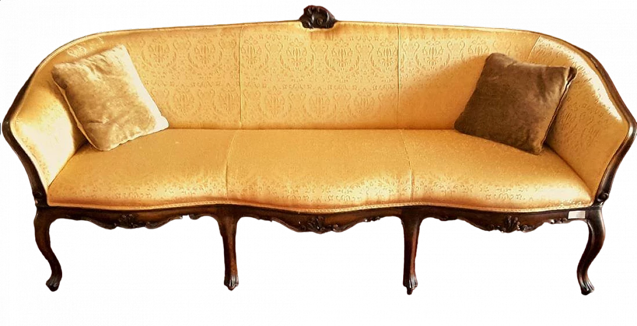 Venetian walnut and fabric sofa, late 19th century 9