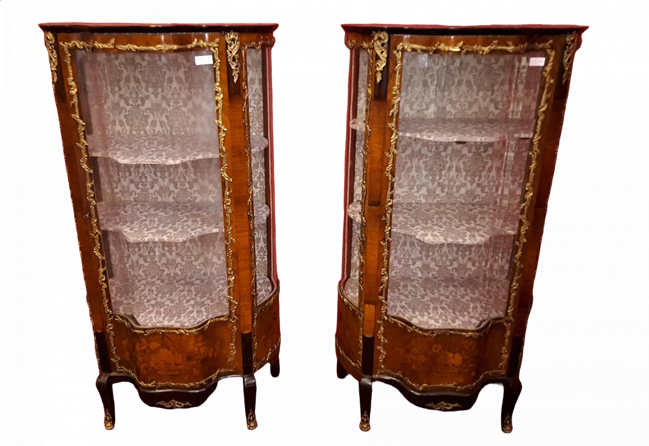 Pair of Napoleon III rosewood display cabinets, late 19th century 12