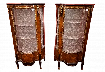 Pair of Napoleon III rosewood display cabinets, late 19th century