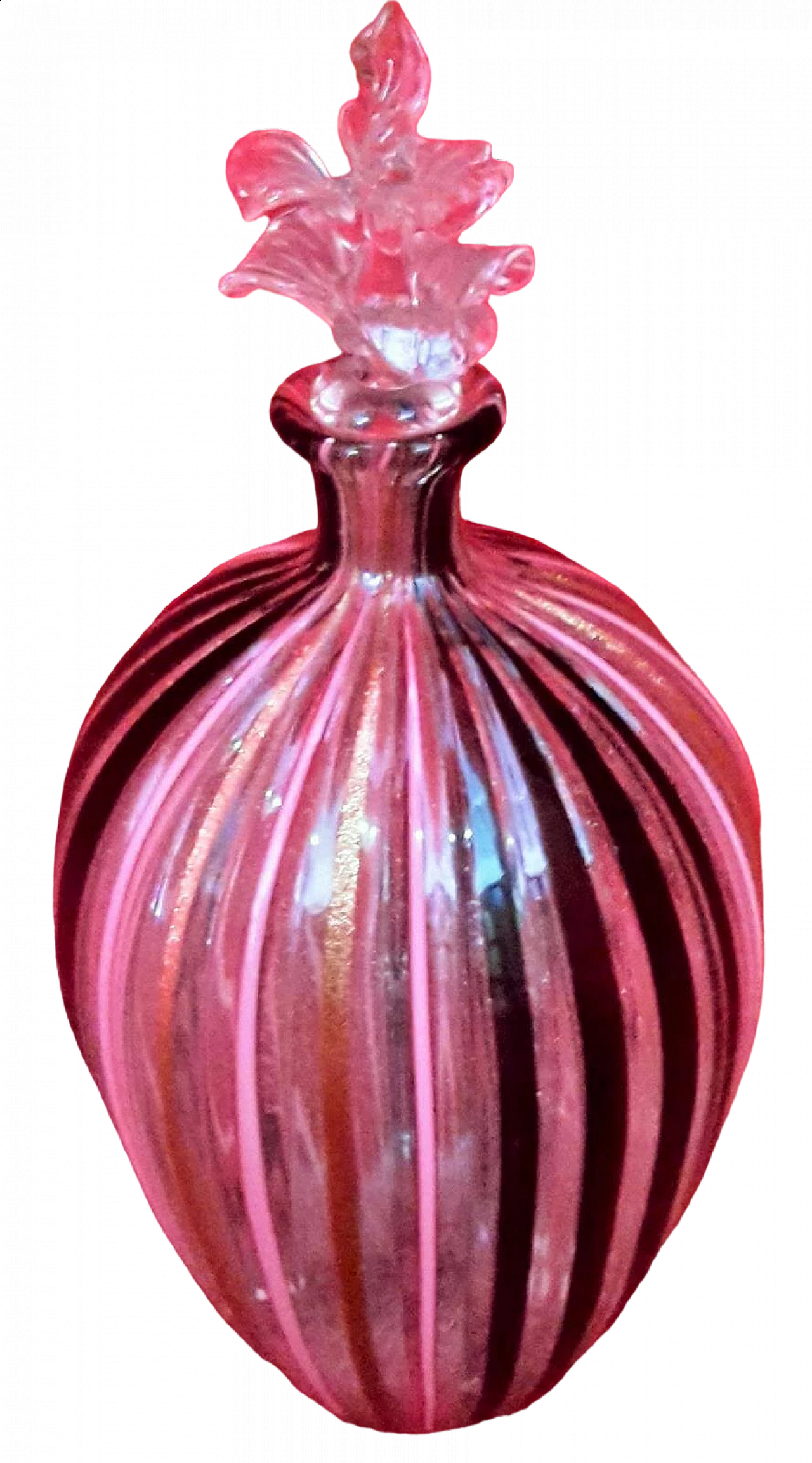 Transparent, pink and black Murano blown glass bottle 11