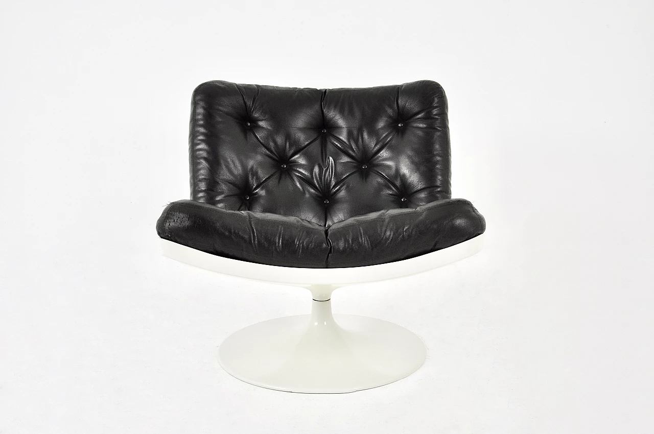 Swivel armchair in plastic and leather by IVM, 1960s 3