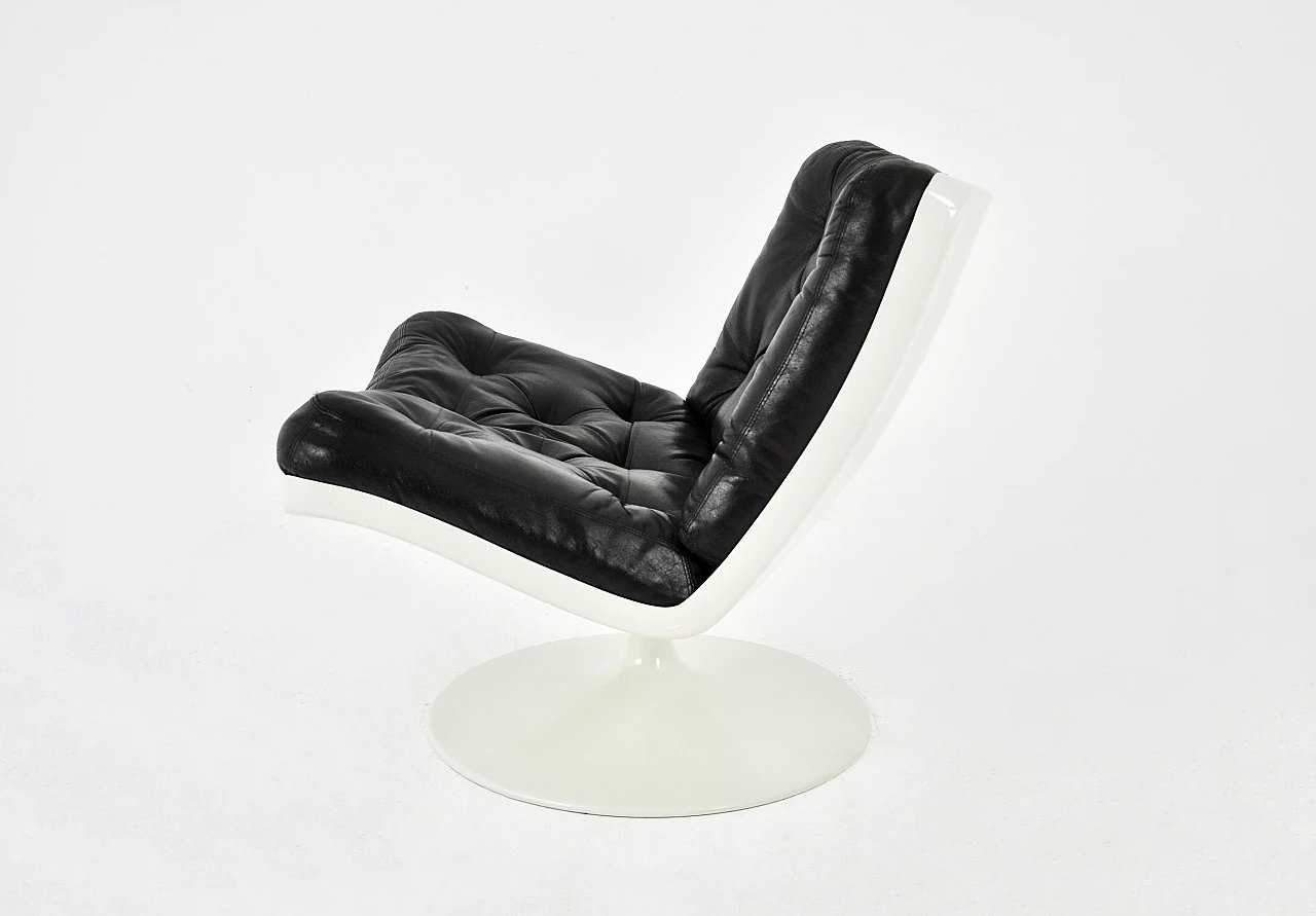 Swivel armchair in plastic and leather by IVM, 1960s 4