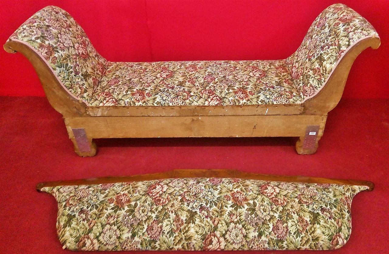 Empire two-seater walnut and fabric sofa, early 19th century 9