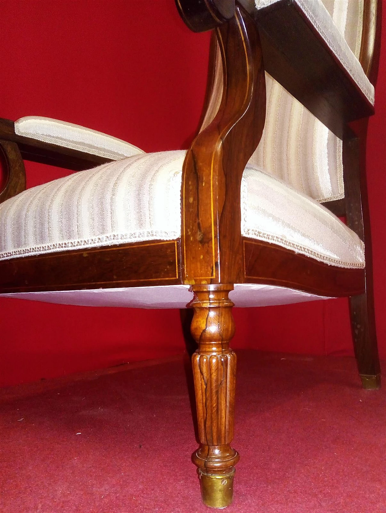 Rosewood armchair with turned feet, second half of the 19th century 3