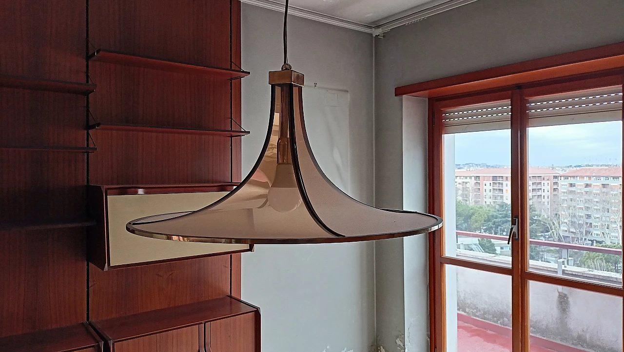 Lampadario in vetro e metallo di Angelo Brotto per Esperia, anni '50 1