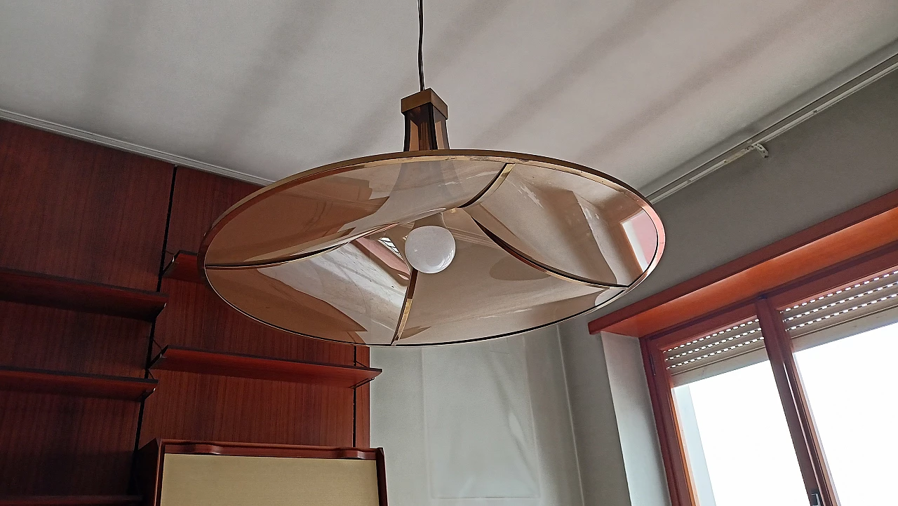 Lampadario in vetro e metallo di Angelo Brotto per Esperia, anni '50 2