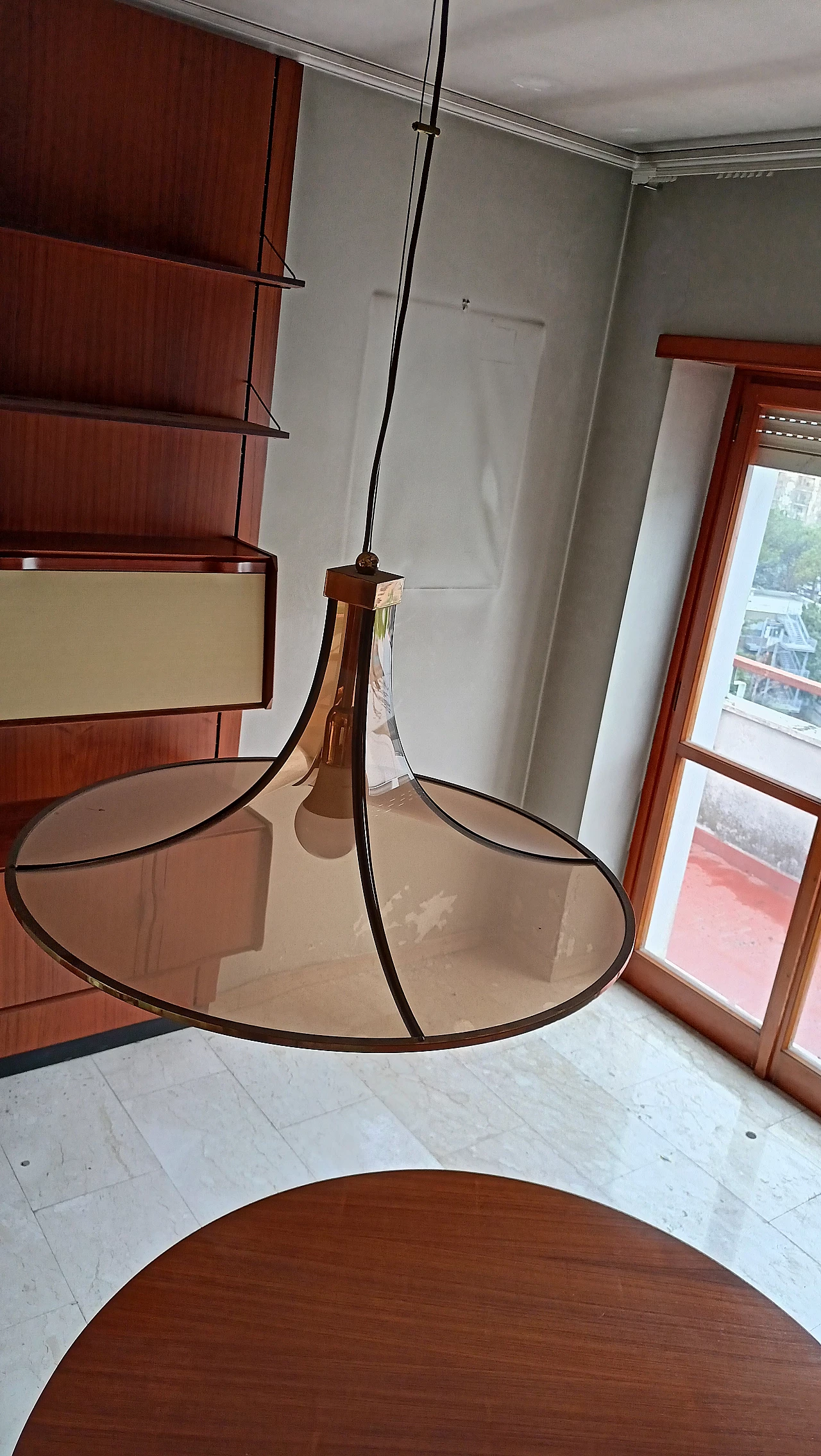 Lampadario in vetro e metallo di Angelo Brotto per Esperia, anni '50 3