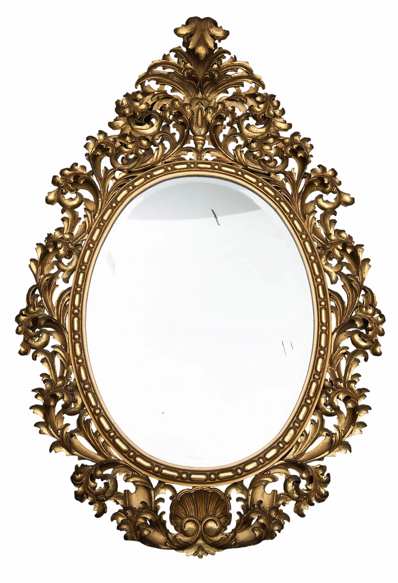 Florentine oval mirror in gilded and carved wood, late 19th century 4