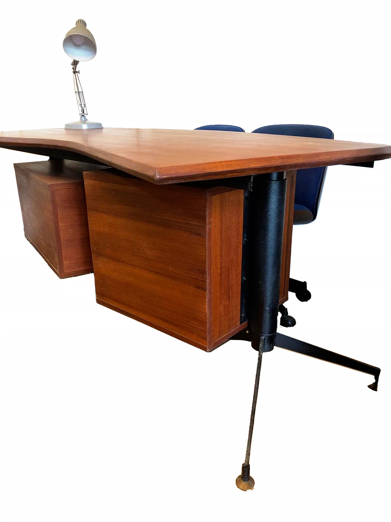 Teak and iron desk in the style of Osvaldo Borsani, 1960s 4