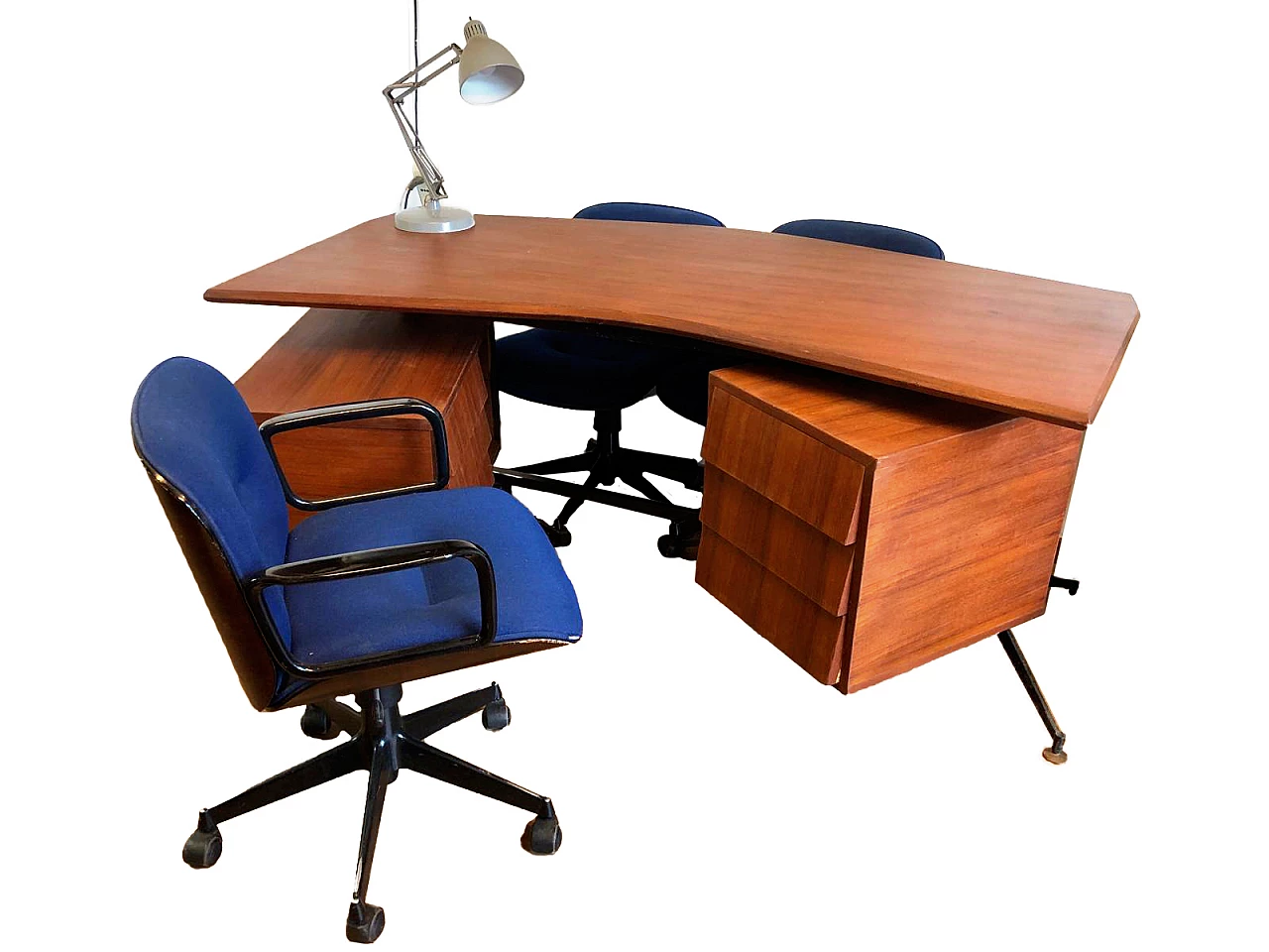 Teak and iron desk in the style of Osvaldo Borsani, 1960s 7