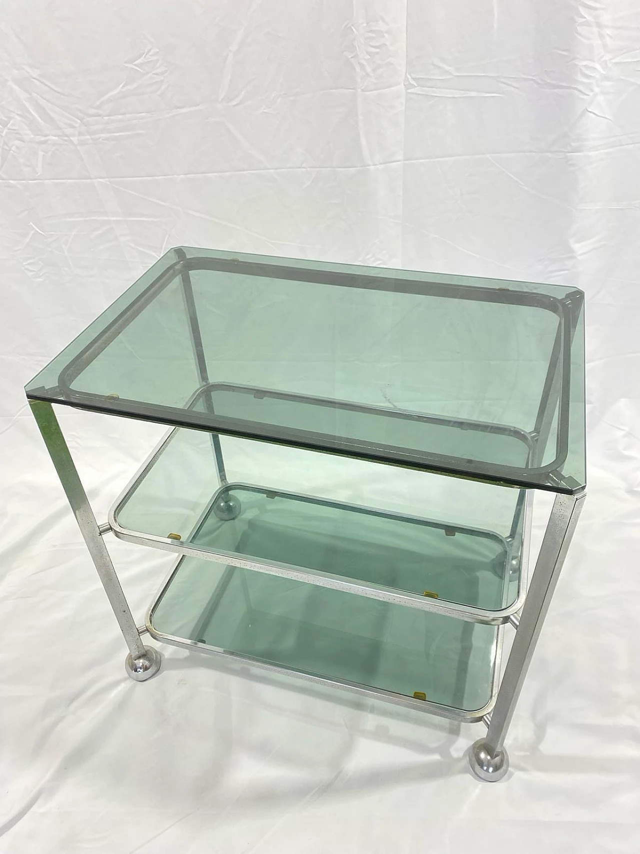 Metal and glass cart by Allegri Parma, 1970s 2