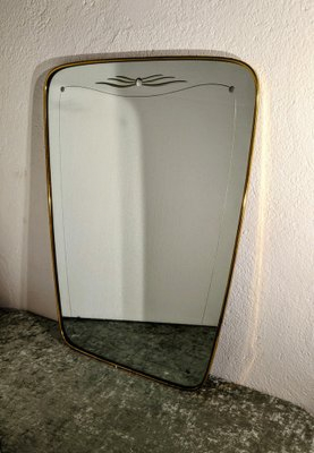 Mirror with brass frame, 1950s 3