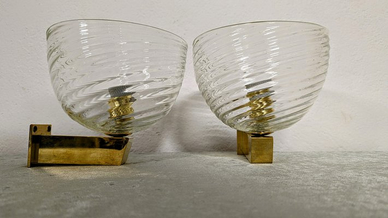 Pair of Murano glass wall lamps, 1950s 1