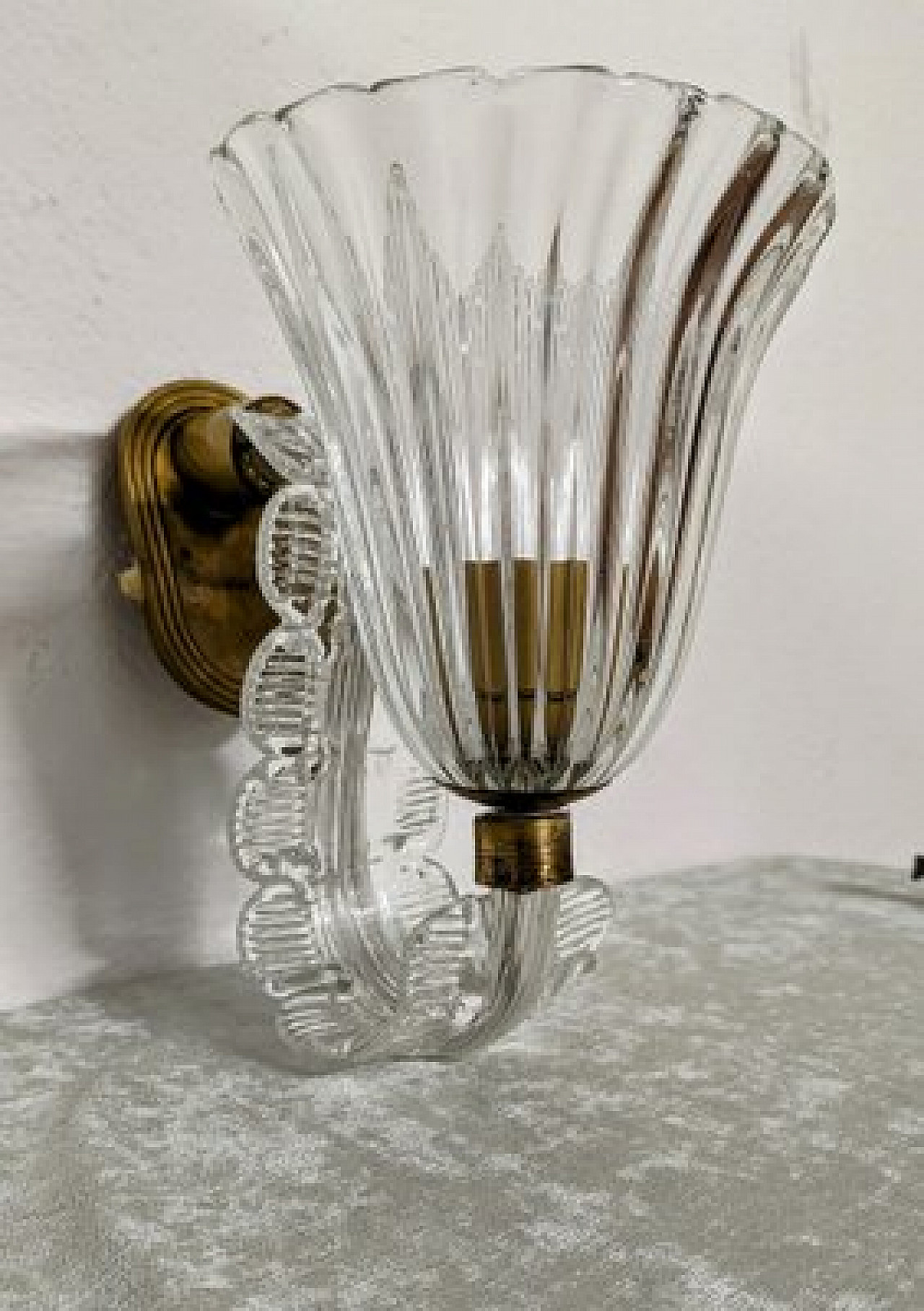 Glass wall lamp attributed to Barovier, 1940s 1