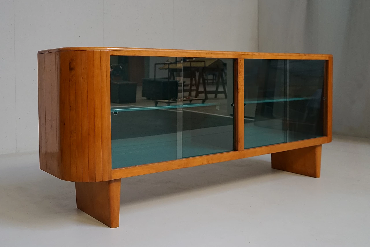 Art Deco sideboard in wood and glass, 1940s 1