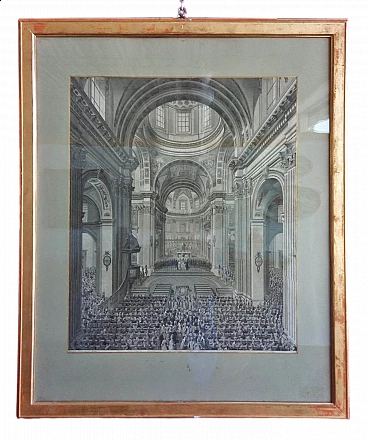 Laurent Louis Midart, Solothurn Cathedral, etching, 19th century