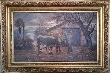 Claudius Seignol, rural scene, oil painting on canvas, 1892